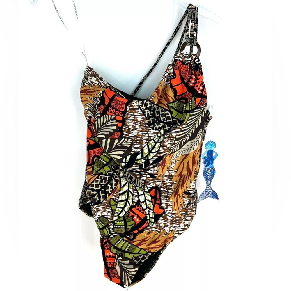 Skinny Dippers Women’s Asymmetrical Floral One Piece Swimsuit Size Medium